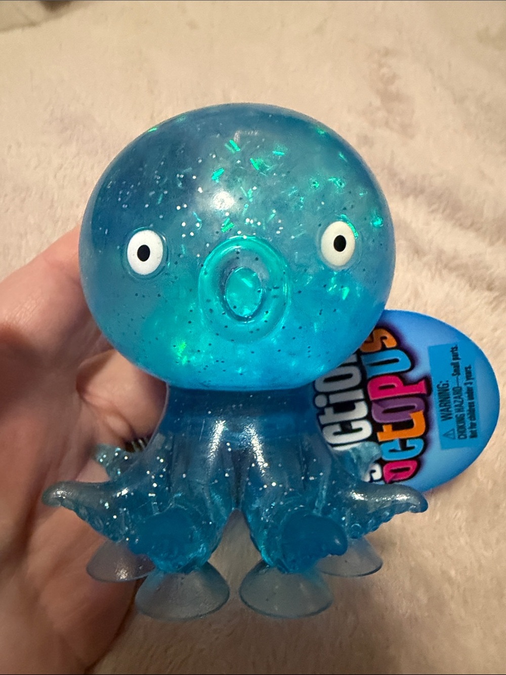Sparkle Blue Octopus Squishy Toy with suction cups